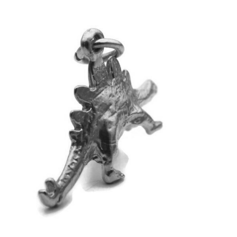 .925 Sterling Silver Stegosaurus Dinosaur Pendant - Picture 2 of 6